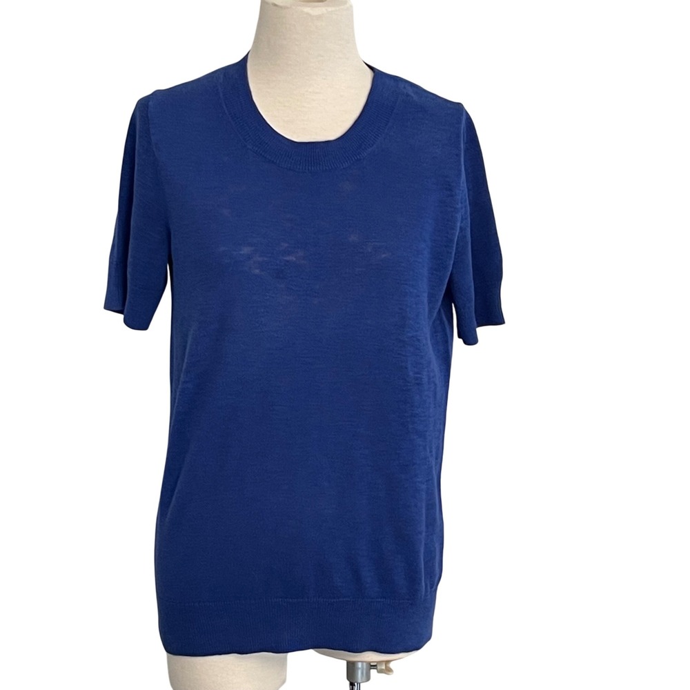 J Crew Women's Blue Cotton Short Sleeve‎ Knit Top Crewneck Tee Medium